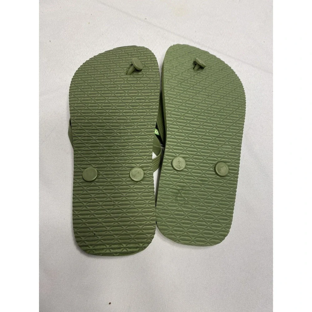 NEW‎ boys green camo flip flops sandals size large 2 - 3